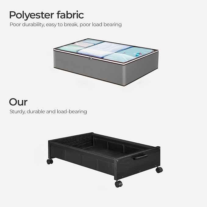 Under Bed Storage with Wheels, Wooden Under Bed Drawers On Wheels, Rolling - Image 5