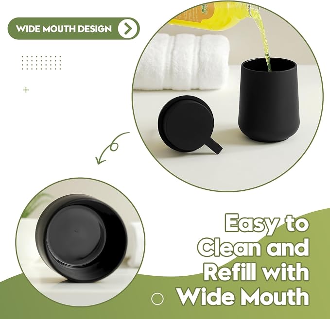 Matte Black Bathroom Accessories 2 Piece Set Plastic Soap Dispenser and - Image 6