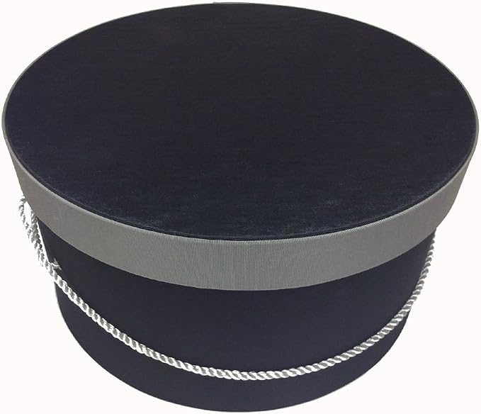 Sarah's Hat Boxes Classic Black/Gray Hat Box – 18.5" x 9.5" Handmade in USA – by SarahsHatBoxes