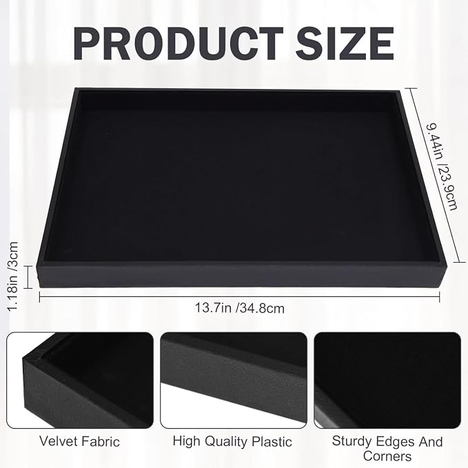 Velvet Jewelry Tray for Drawers Black Jewelrys Display Tray Stackable Jewelry - Image 2