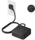 TESSAN Surge Protector Power Strip Black, 5 Ft Flat Plug Extension Cord by TESSAN