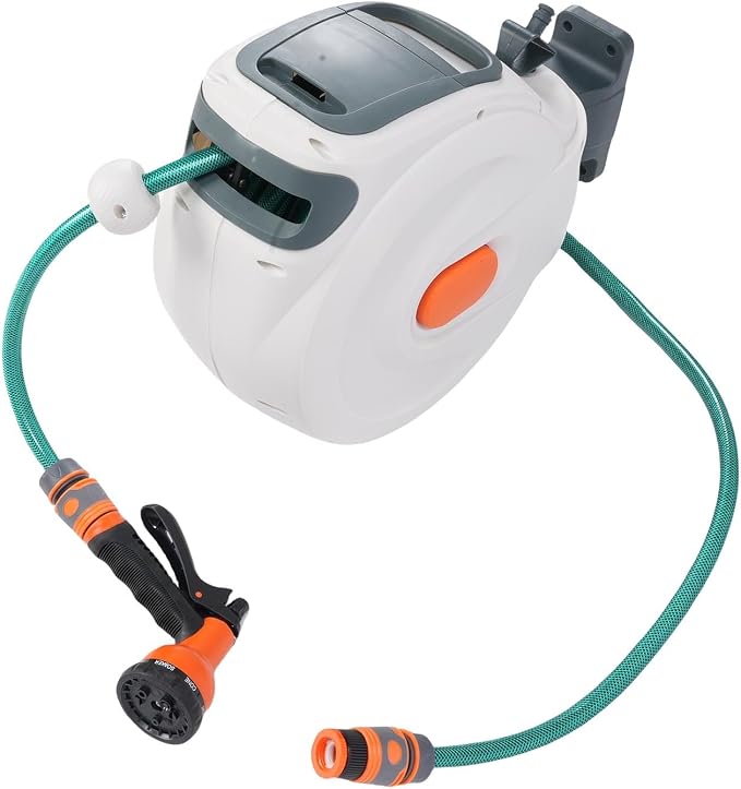 JTLB Retractable Garden Hose Reel 10m Wall Mount 180 Degree Swivel Bracket - Image 3