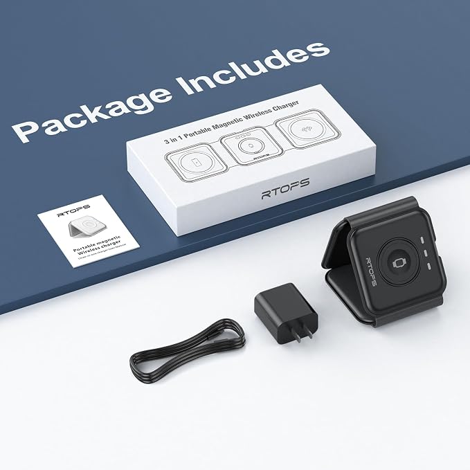 Wireless Charger 3 in 1, RTOPS Magnetic Travel Wireless Charging Station - Image 7