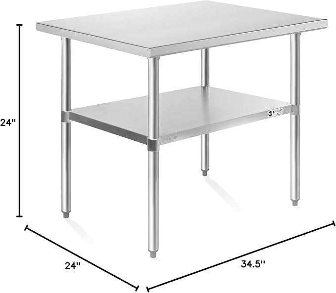KUTLER Stainless Steel Table 24 x 36 Inches, NSF Heavy Duty Commercial Kitchen - Image 2