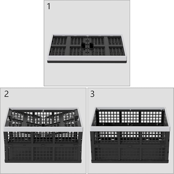 Collapsible Utility Crate Storage Bin, Folding Plastic Stackable Utility Crates - Image 4