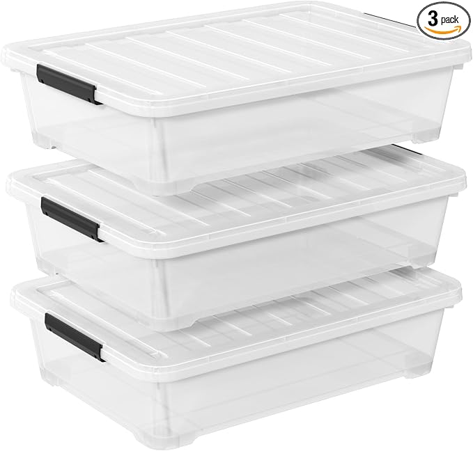 40 Quart Under Bed Plastic Storage Bins by Melontray