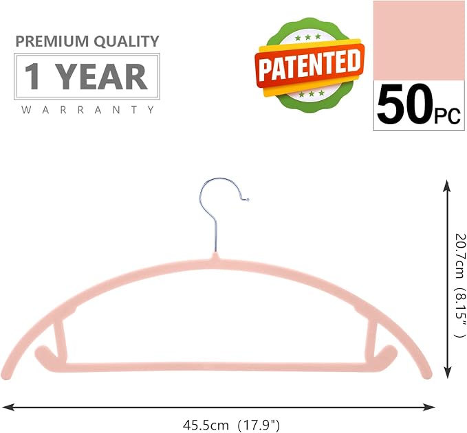 MIZGI Premium Velvet Hangers 50 Pack Heavyduty- Non Slip No Shoulder Bump Suit - Image 2