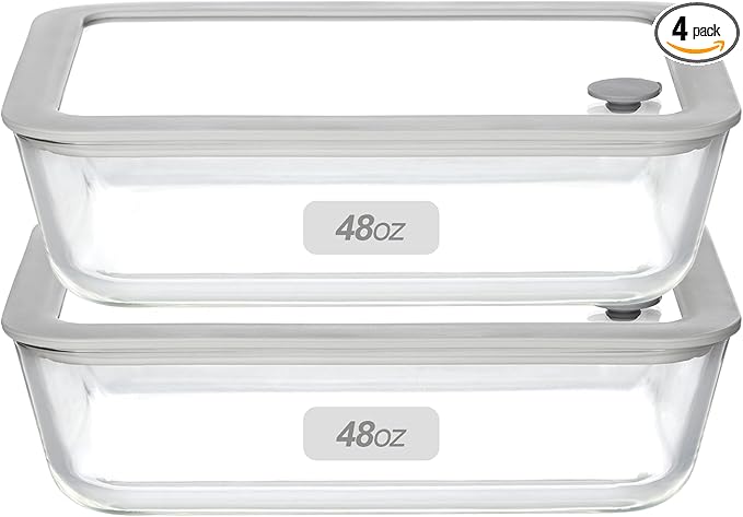 Glass Food Containers with Glass Lid, Microwave Safe Food Storage Container Set by Eco-Evo