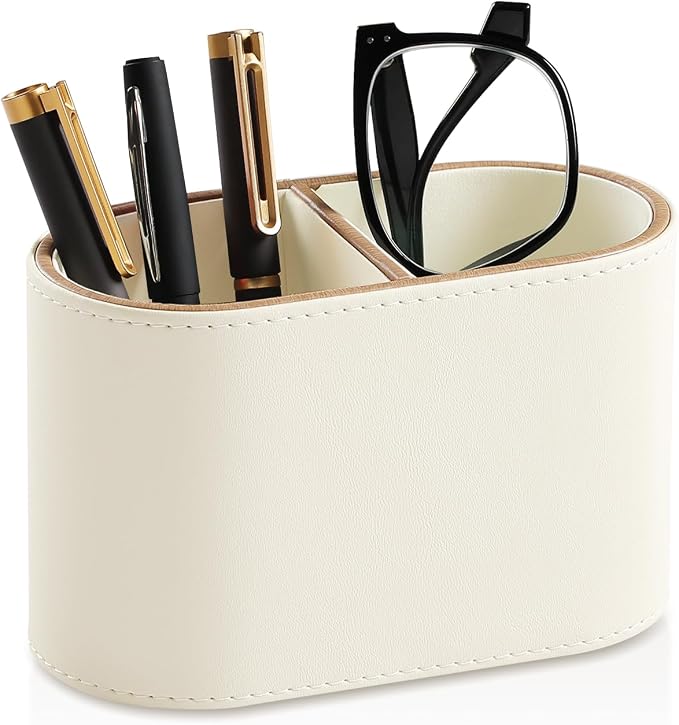 PU Leather Pen Holder for Desk, Small Remote Control Holder Pencil Cup by MEIBOOCH