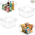 MOONEDGE 4-Pack Clear Plastic Storage Bins — Open-Top PET Organizers, Shelf and by MOONEDGE