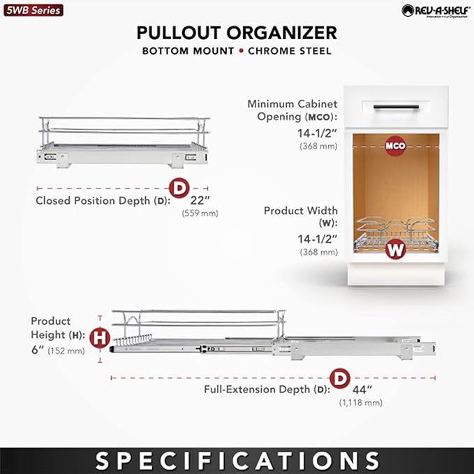 Rev-A-Shelf Kitchen Cabinet Wire Pullout Shelf and Drawer Organizer Pantry - Image 4