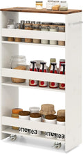 Slim Rolling Storage Cart, 4 Tier Narrow Kitchen Cart by SILKYDRY