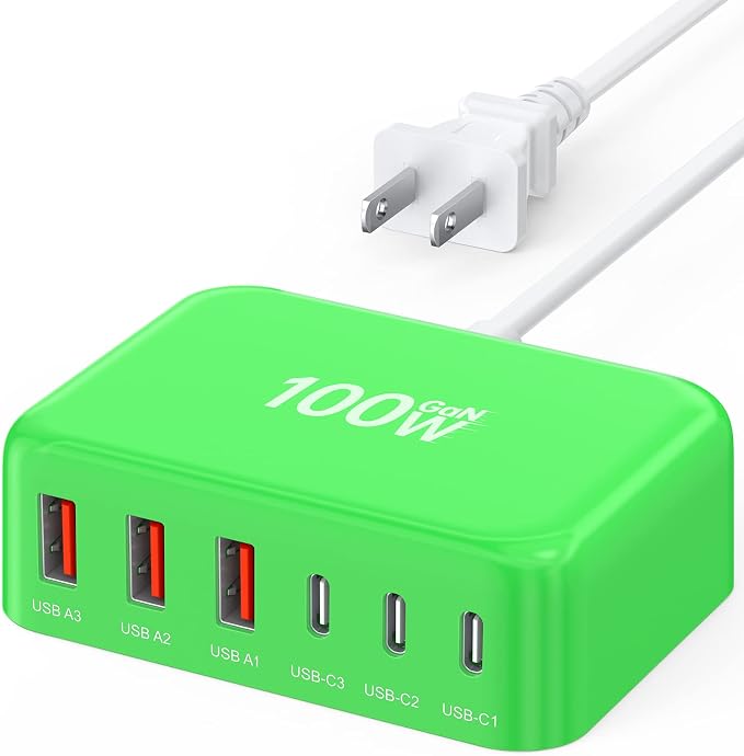 USB C Fast Charger, 100W GaN 6 Port Type C Charging Station Hub Block Cube by BREEKET