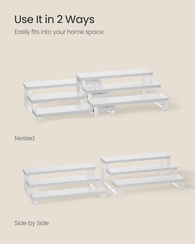 SONGMICS Display Risers, 3-Tier Cupcake Stand Holder, Spice Rack, Shelf Risers - Image 4
