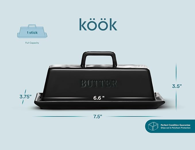 Butter Dish with Lid for Countertop, by Kook, Ceramic Dish Tray with Cover - Image 6