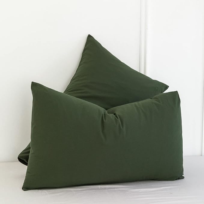 MooMee Bedding Pillowcases Pack of 2 100% Washed Cotton Linen Like Textured - Image 3