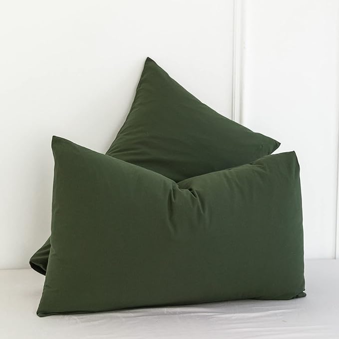 MooMee Bedding Pillowcases Pack of 2 100% Washed Cotton Linen Like Textured - Image 3