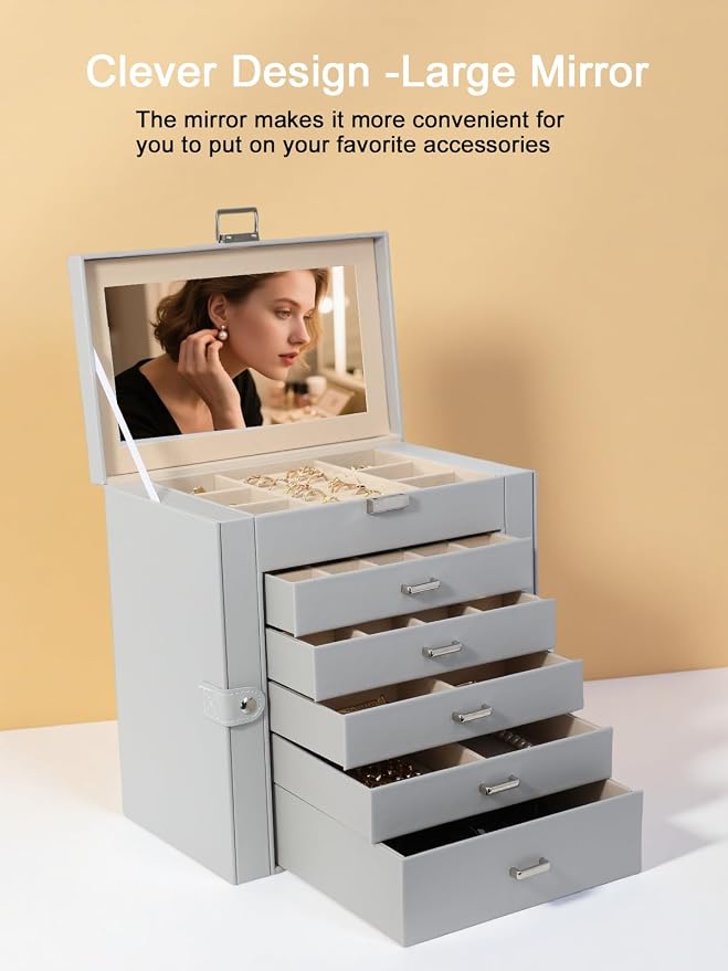 BOOVO Jewelry Box For women, 6 Layer Large Jewelry Organizer - Image 6