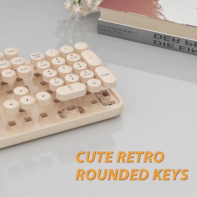 Kootop Wireless Keyboard and Mouse Combo, Cute Colorful 104 Keys Typewriter - Image 2