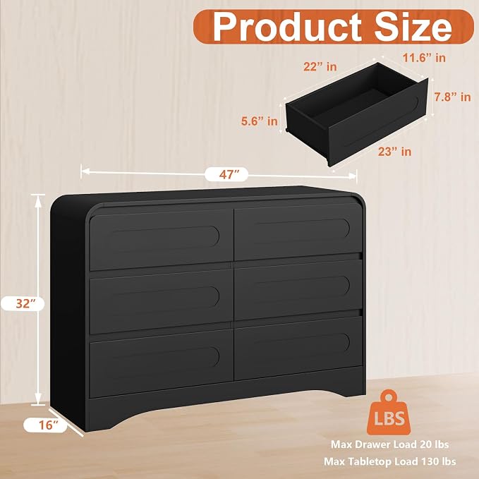 6 Drawer Dresser with Extendable Table, L-Shaped Desk Vanity Combo, Modern - Image 2