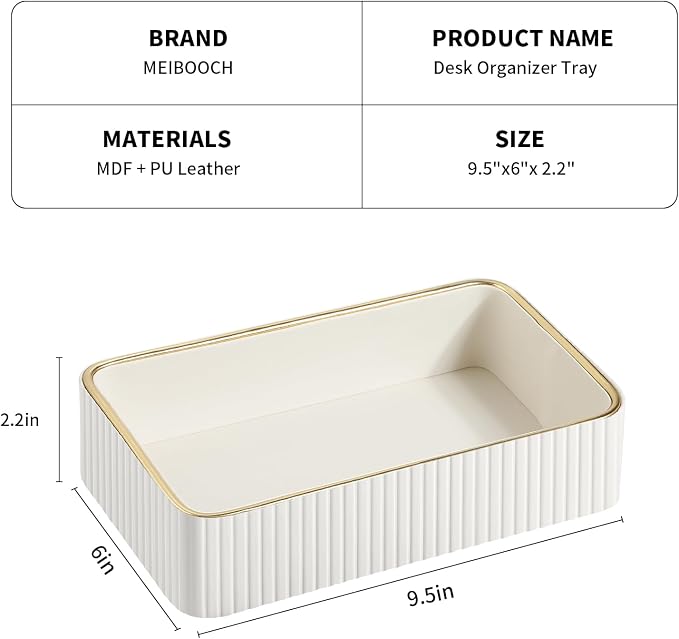 Desk Organizer Tray, PU Leather Valet Tray Nightstand Organizer Cologne Perfume - Image 5