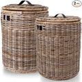The Basket Lady Round Wicker Hamper | Wicker Laundry Hamper Nested Set of 2 by TheBasketLady