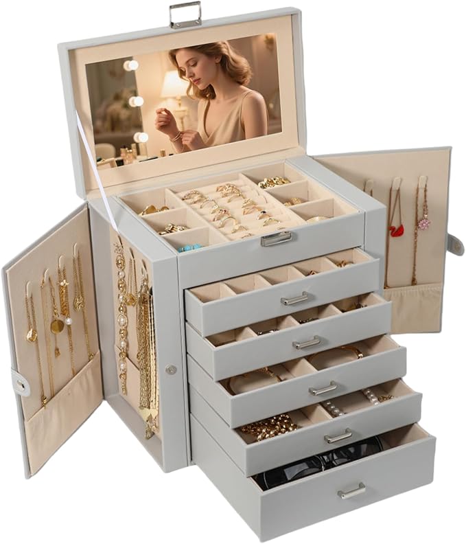 BOOVO Jewelry Box For women, 6 Layer Large Jewelry Organizer by BOOVO