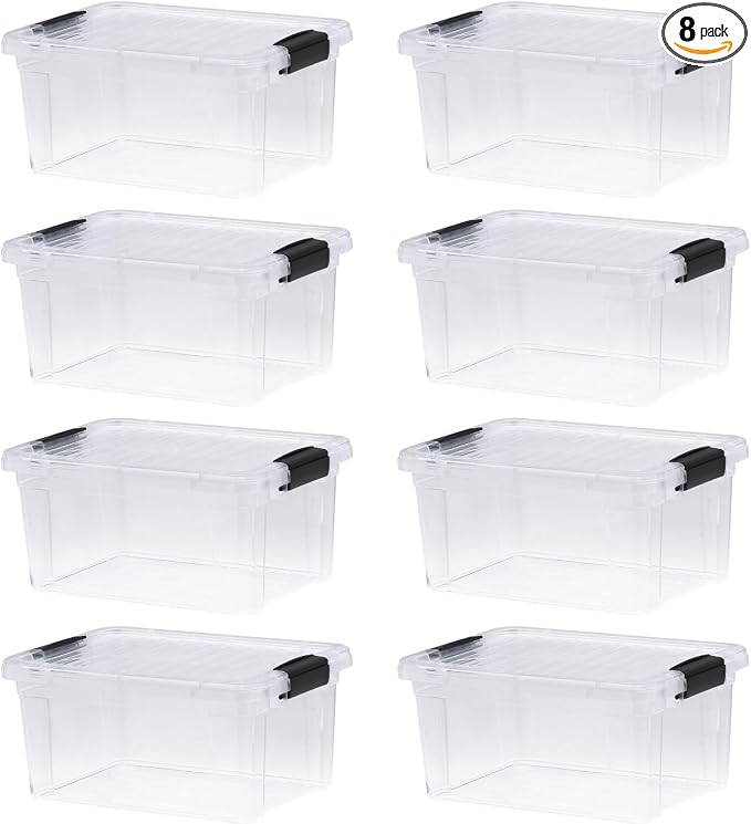 Superio Storage Bins with Lids- 8 Pack, 6.6 Qt Clear Boxes by Superio