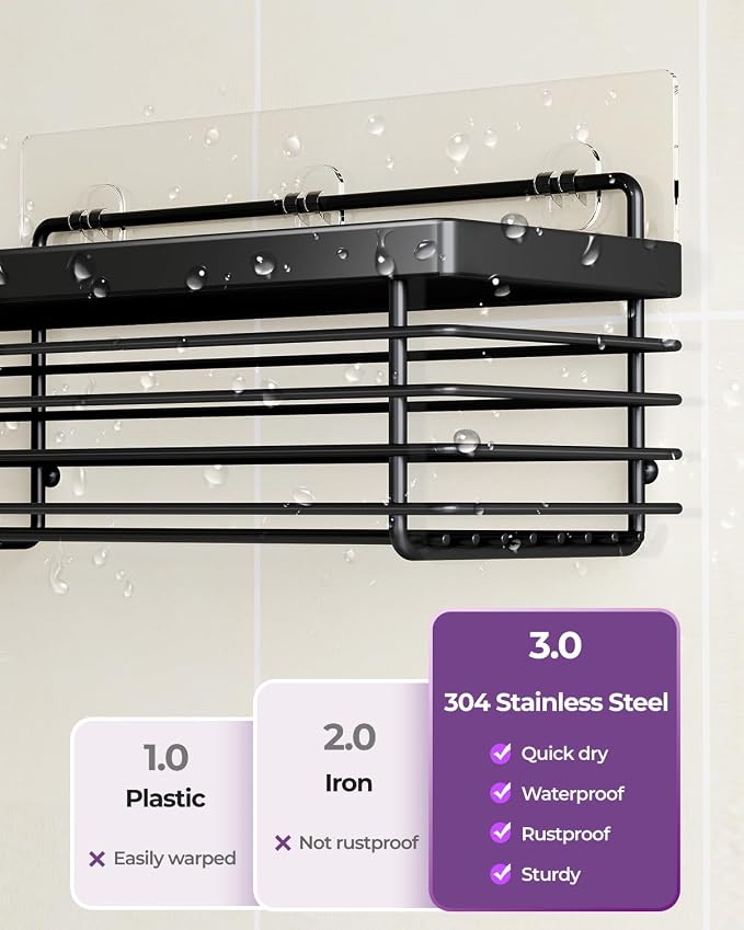 ODesign Shower Caddy 3 Pack SUS304 Stainless Steel-No Drilling-Shower Bathroom - Image 2