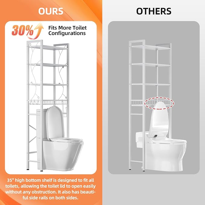 Over-The-Toilet Storage Rack, 4-Tier Bathroom Organizer Shelf Over Toilet - Image 7