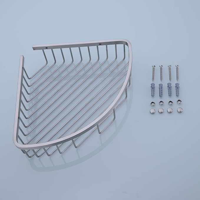 304 Stainless Steel Shower Caddy Corner Basket Shelf Bathroom Organizer Wall - Image 5