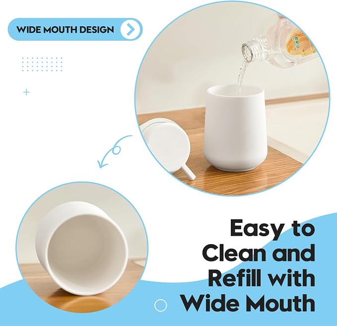 Matte White Bathroom Accessories 2 Piece Set Plastic Soap Dispenser and - Image 5