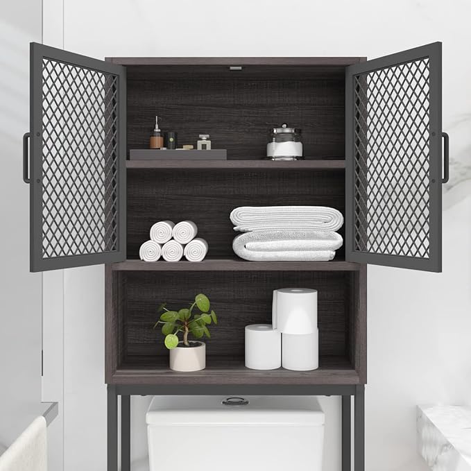 Launica Over The Toilet Storage Cabinet, Industrial Bathroom Organizer Above - Image 8