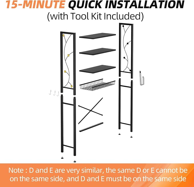 Over-The-Toilet Storage Rack, 4-Tier Bathroom Organizer Shelf Over Toilet - Image 9