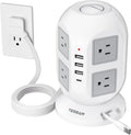 Tower Power Strip Surge Protector 10 Ft, TESSAN Flat Plug Extension Cord by TESSAN