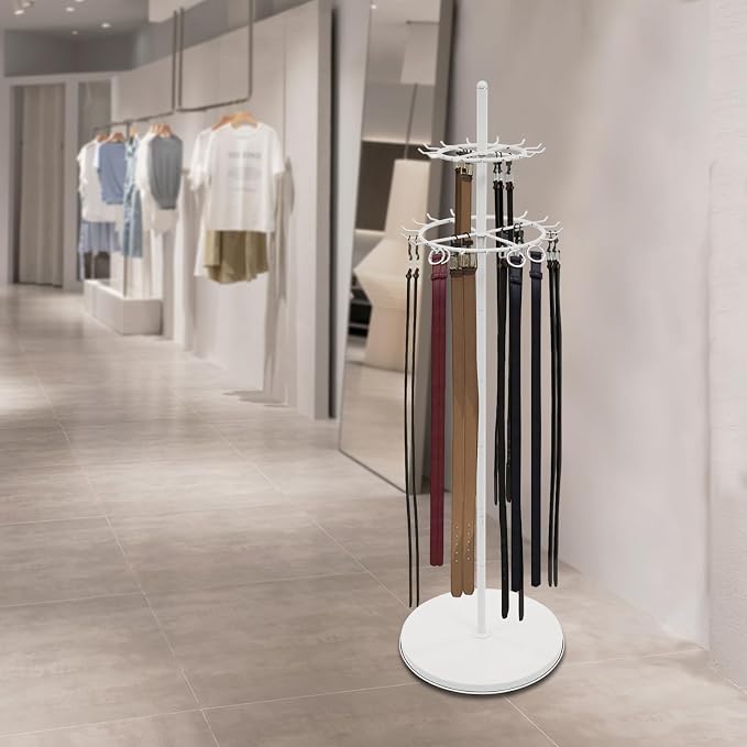 Floor Standing Belt Display, 66.1 Inch Metal Retail Tie Rack Hanger Organizer - Image 6
