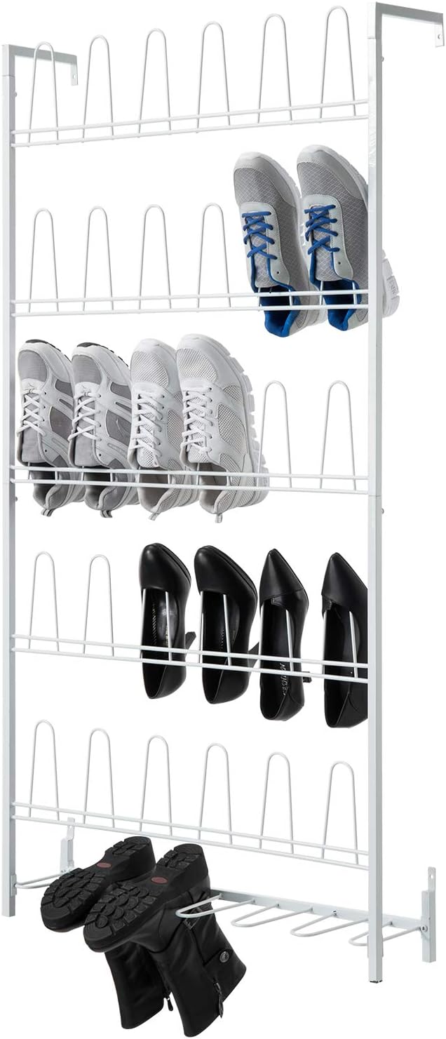 MyGift Modern Matte White Metal Wall shoe Rack in Closet, Mudroom and Entryway by MyGiftHome