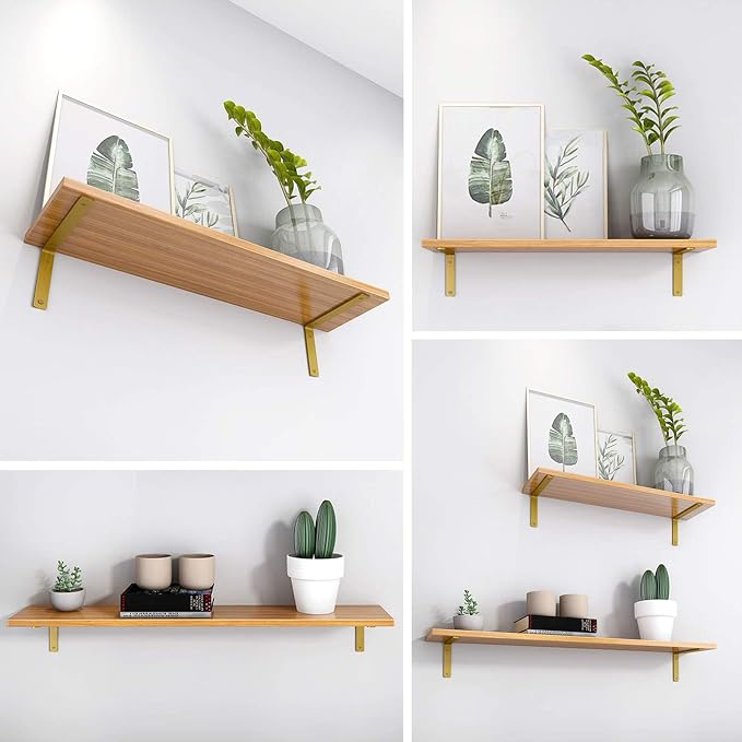 Gold Heavy Duty Shelf Brackets 12 Inch, Extra Thick L Shelving Brackets - Image 7