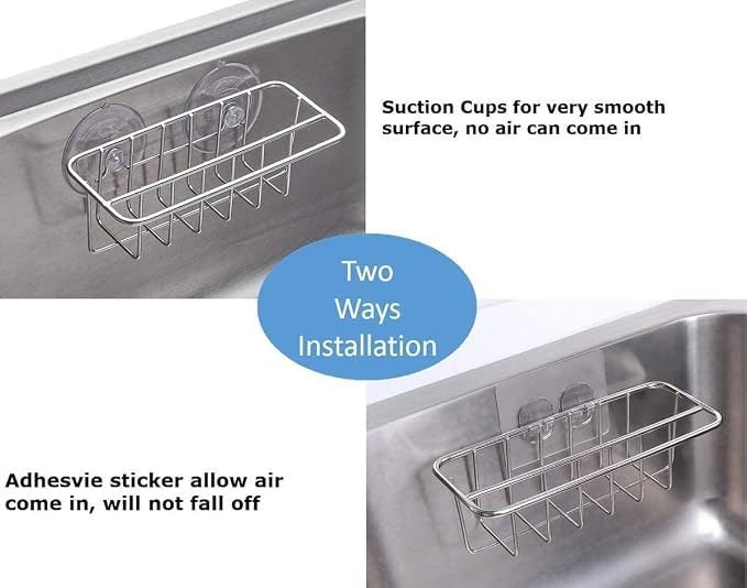 Sink Caddy Sponge Holder for Kitchen Sink Dish Cloth Hanger 2 Suspension Options - Image 4