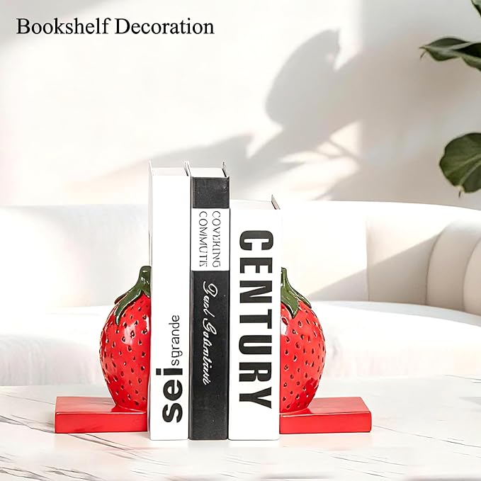 Strawberry Decorative Bookends, Resin Book Ends - Image 6