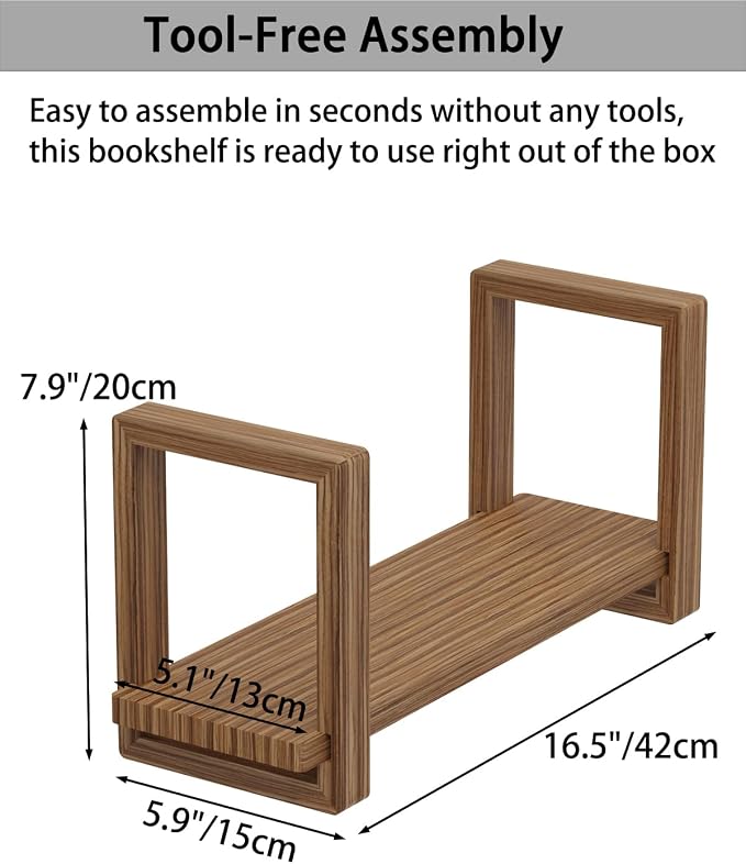 Adjustable Desktop Bookshelf, Retro Tabletop Bookshelf, Desk Shelf - Image 3