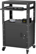 Mobile AV Cart with Cabinet, Rolling Computer Cart Height Adjustable Rolling by GREHITK