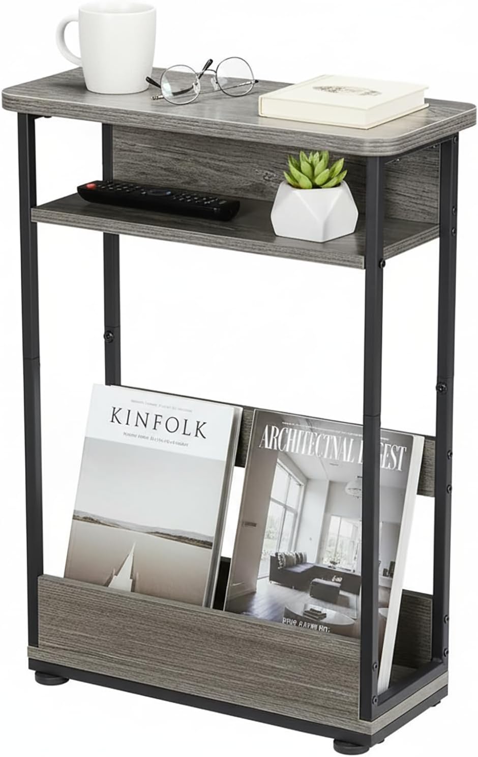 Narrow Side Table,3-Tier Slim End Table with Storage Shelf,Modern Sofa