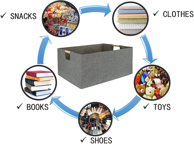 Storage Bin for Shelves Rectangle Closet Baskets Foldable Box - Image 3
