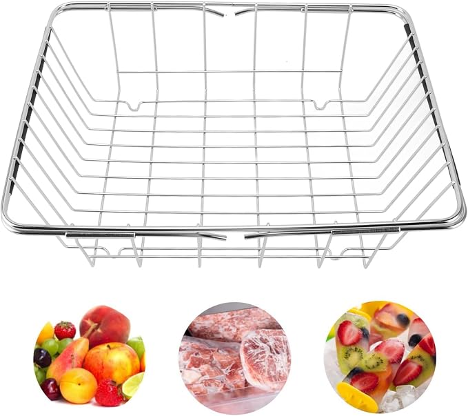 Tyenaza Freezer Organizer Bin Stainless Steel Expandable 20KG Load Bearing - Image 4