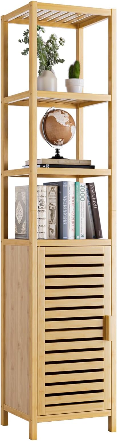 HITNET Bathroom Floor Cabinet, 6 Tier Tall Thin Linen Tower Storage Cabinet by HITNET