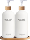 Vine Creations White Glass Soap Dispenser Set, Hand Soap and Dish Soap by VineCreations