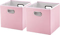 PRANDOM Leather Foldable Cube Storage Bins 11x11 inch Fabric Storage Baskets by Prandom