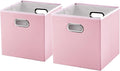 PRANDOM Leather Foldable Cube Storage Bins 13x13 inch Fabric Storage Baskets by Prandom