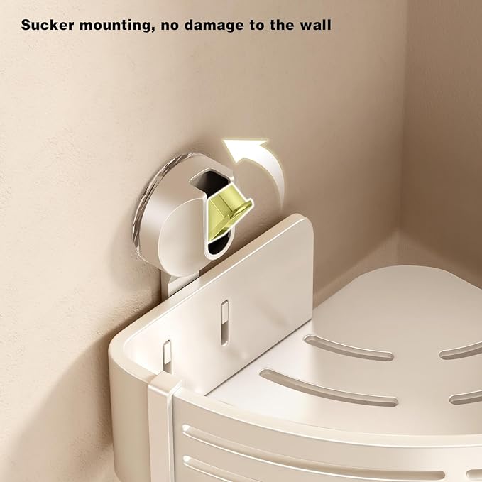 VOLPONE Corner Shower Caddy Suction Cup Shower Shelf Corner No Drilling - Image 4